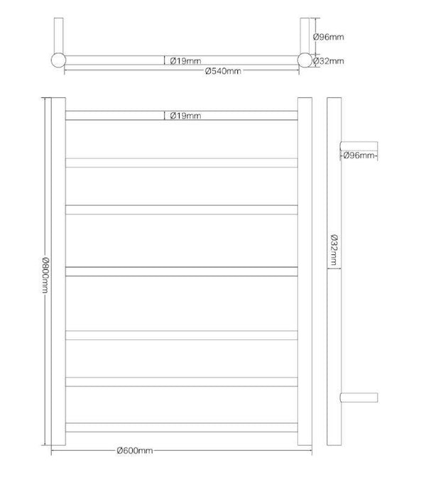 600mm Brushed Nickel Towel Ladders - Bayside Bathroom