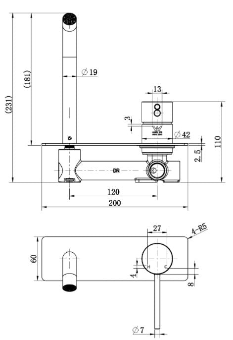 Round Mini Wall Combination - Gun Metal