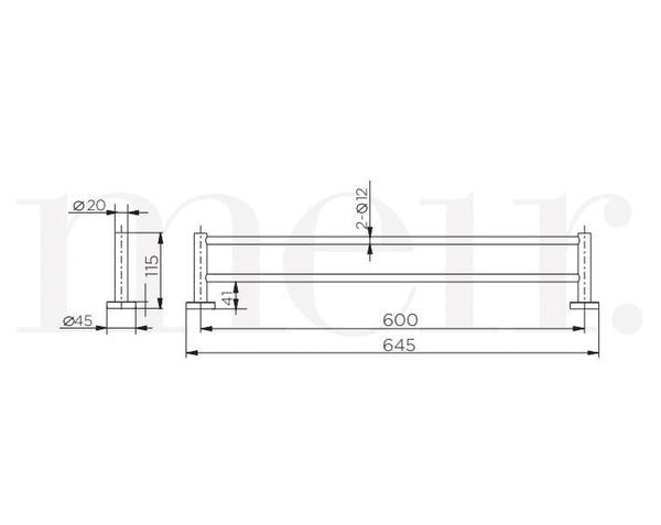 Meir Round Double Towel Rail 600mm- Tiger Bronze