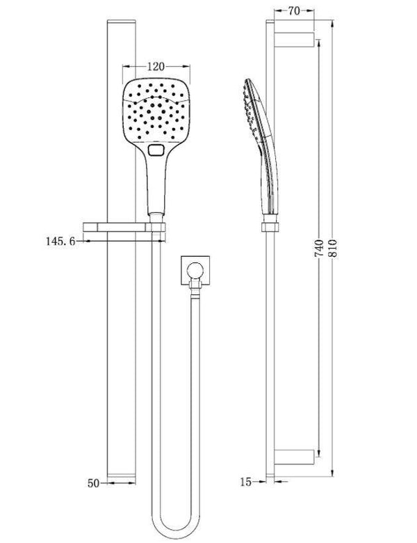 Rain Rail Shower 3 Function - Matte Black - Bayside Bathroom