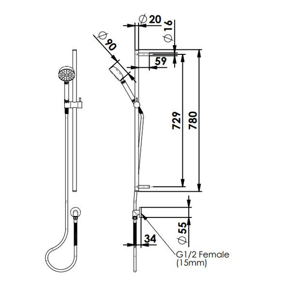 Gisele Rail Shower - Matte Black