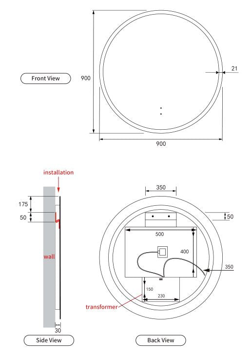Round 900 LED Mirror