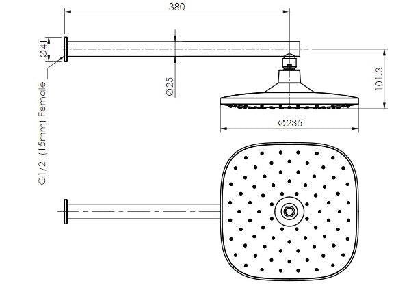 Corban Wall Shower- Matte Black