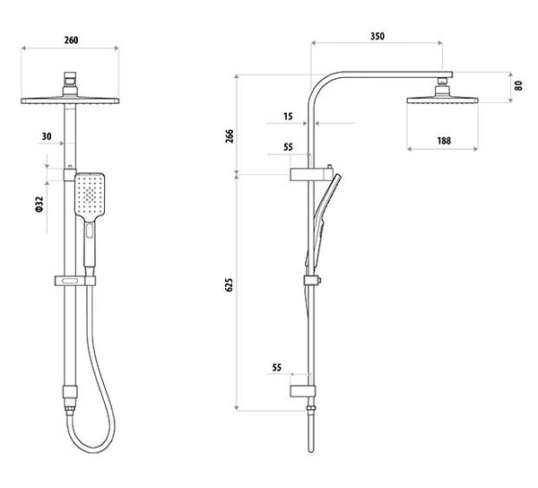Liberty Full Twin Shower set- Matte Black