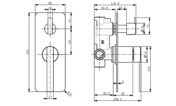 Niko Shower Mixer With Diverter - Brushed Nickel