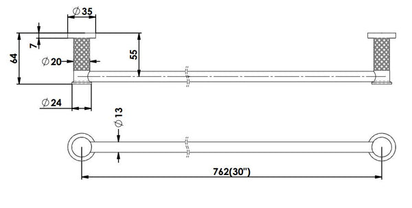 Textura Single Towel Rail - Brushed Nickel