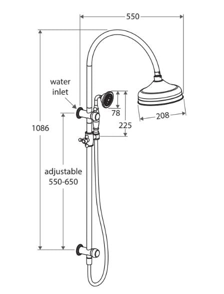 Lillian Twin Rail Shower - Matte Black