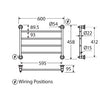 Lillian 600 x 458 Brushed Nickel Heated Towel Rail