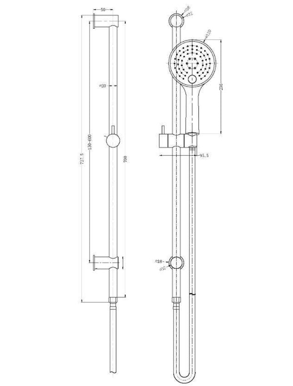 Dolce 3 Function Rail Shower - Matte Black - Bayside Bathroom