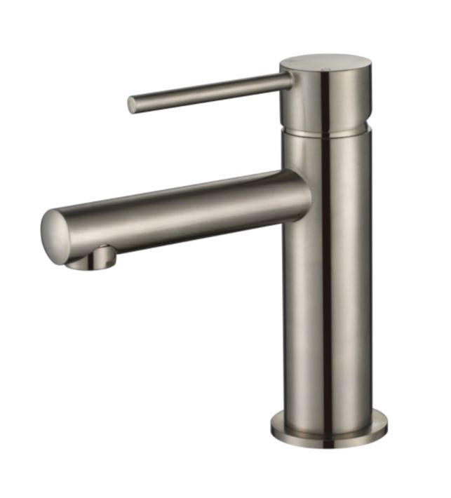Round Mini  Short Basin mixer - Brushed Nickel