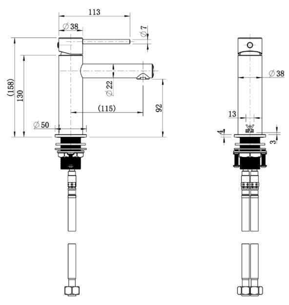 Round Mini  Short Basin mixer - Brushed Bronze