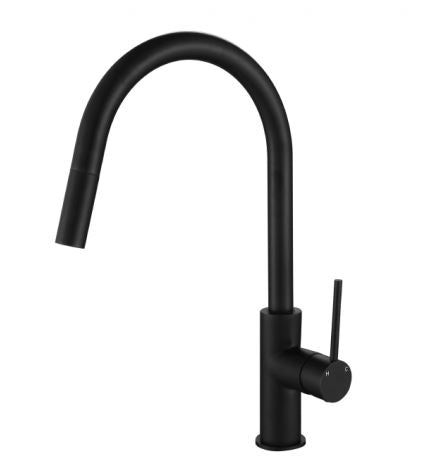 Round Mini Pull Out Kitchen Mixer- Matte Black