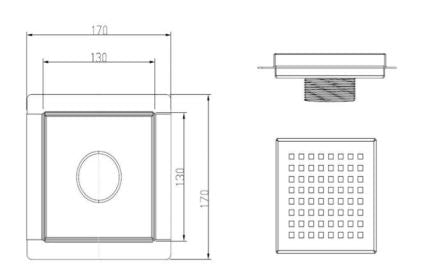 Square Slotted floor waste with Tile Lip