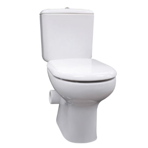 Liwa White Close-Coupled Toilet Suite, Skew Trap