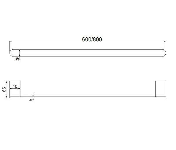 Ecco Single Towel Rail - Chrome - Bayside Bathroom