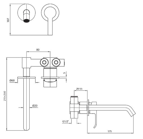 Zucchetti SUP Wall basin mixer