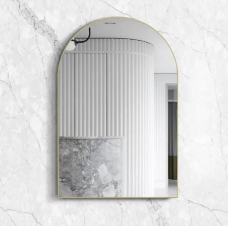 Arch 600 Brushed Brass Framed Mirror