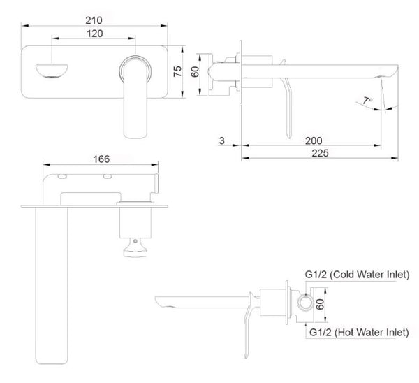 Synergii Wall Mount Basin Mixer - Chrome