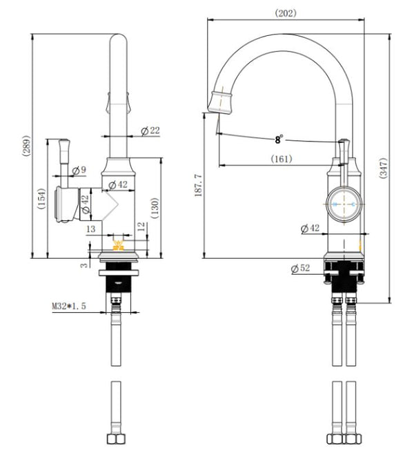 Montpellier Brushed Brass Short Basin Mixer