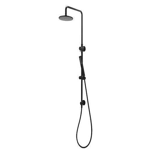 Round Mini Twin Rail Shower - Matte Black