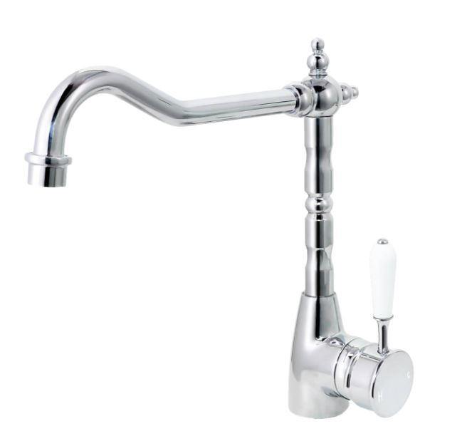 Elizabeth Kitchen mixer- Chrome Body/ White Ceramic Handle