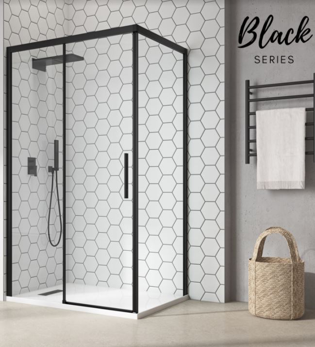 Black Urban Sliding shower screen