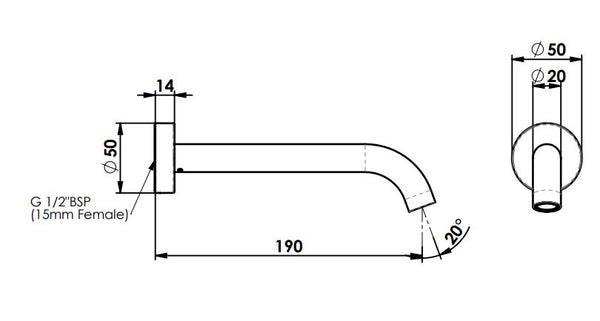 Textura Bath Spout - Gunmetal