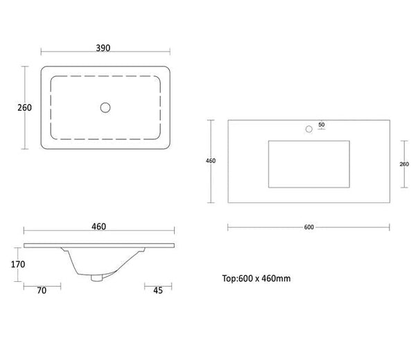 Oakley 600mm Wall Hung Vanity