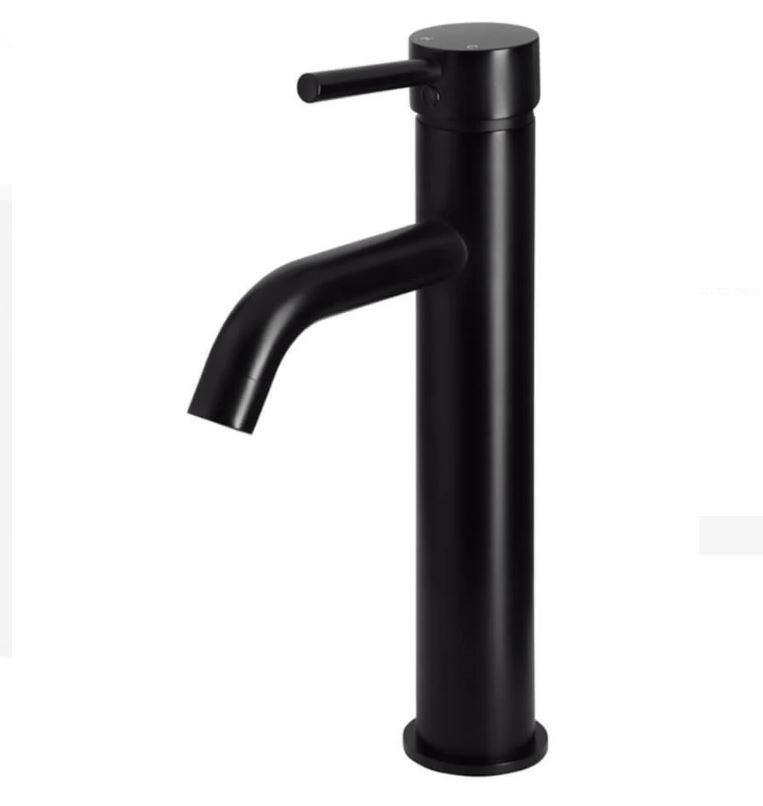 Meir Round Tall Curved Basin Mixer - Matte Black - Bayside Bathroom
