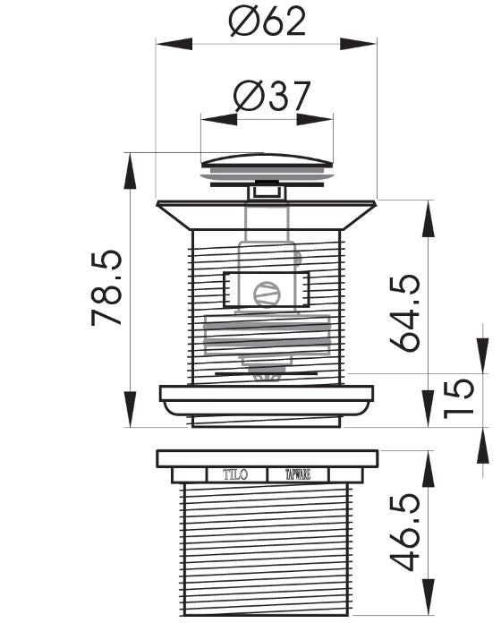 Gold 32mm Pop Up Waste ( with Overflow)