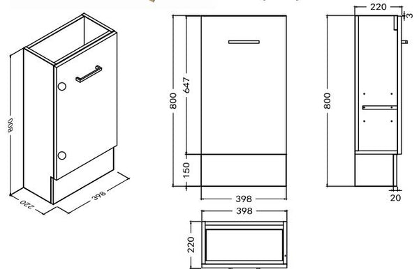 Tiny 400 Oak Vanity