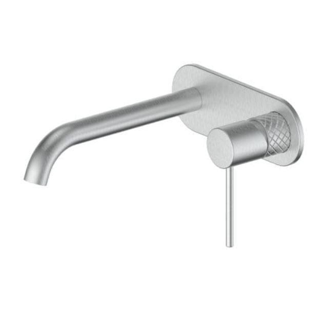 Textura Wall Basin Mixer With Plate - Brushed Nickel
