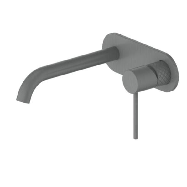 Textura Wall Basin Mixer With Plate - Gunmetal