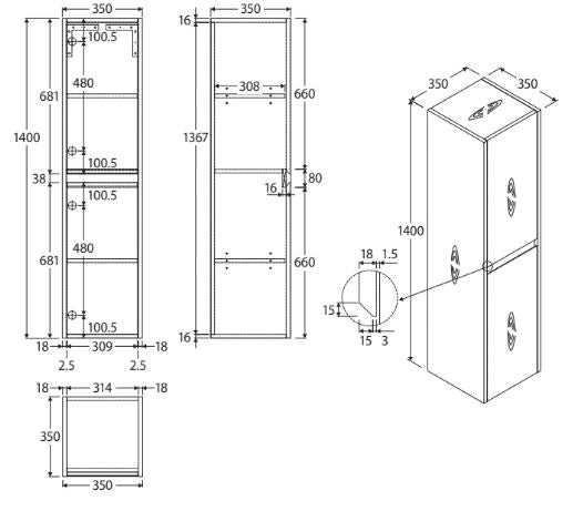 Industrial Wall-Hung Tallboy