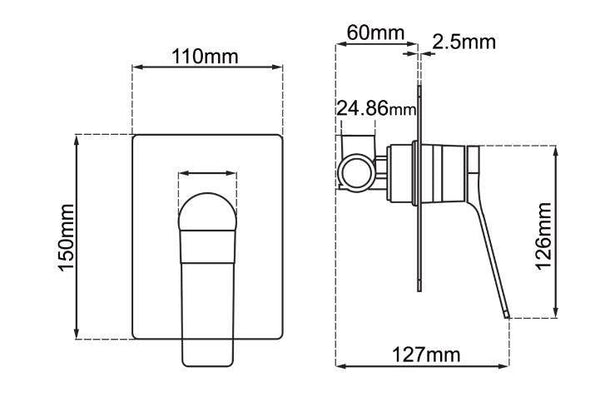 Rushy Wall mixer - Chrome - Bayside Bathroom