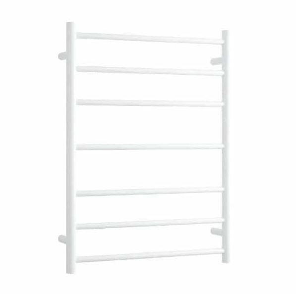 600 x 800 Satin White Round Ladder Heated Towel Rail
