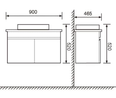 Zena 900mm Wall Hung Vanity