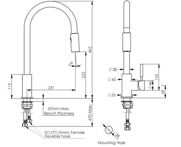 Alfresco Pull Down Sink Mixer Stainless Steel