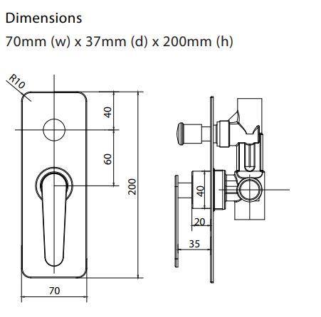 Atlanta Wall Mixer with diverter- Chrome Black - Bayside Bathroom