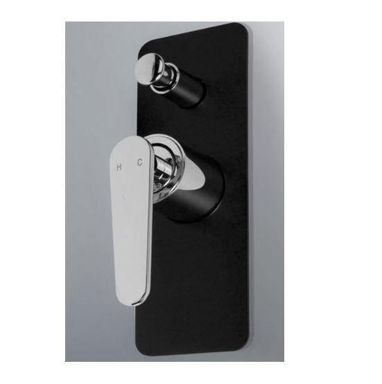 Atlanta Wall Mixer with diverter- Chrome Black - Bayside Bathroom