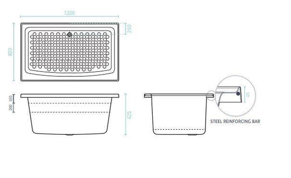 Azzurro 1200 Shower Bath - Bayside Bathroom