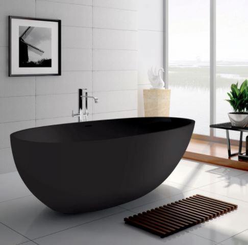 Bahama 1700mm Matte Black Stone Bath