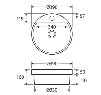 Reba Semi-Inset Basin With Tap Hole