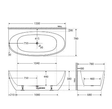 Metro Matte White Free standing Bath