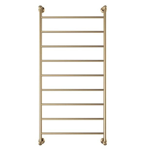 Lillian 600 x 1208 Brushed Brass Heated Towel Rail