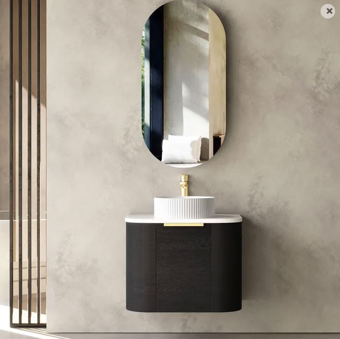 Chloe Black Oak 600mm Curve Vanity