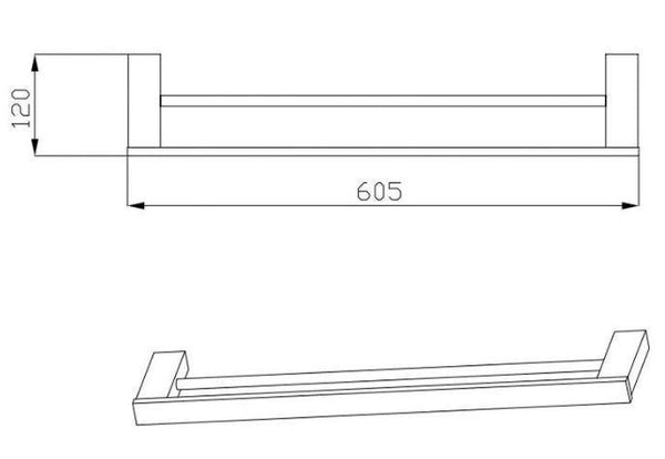 Bianca Black Double towel rail 600-900mm - Bayside Bathroom