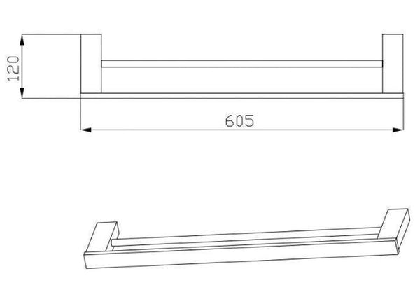 Bianca Double towel rail 600-900mm - Bayside Bathroom