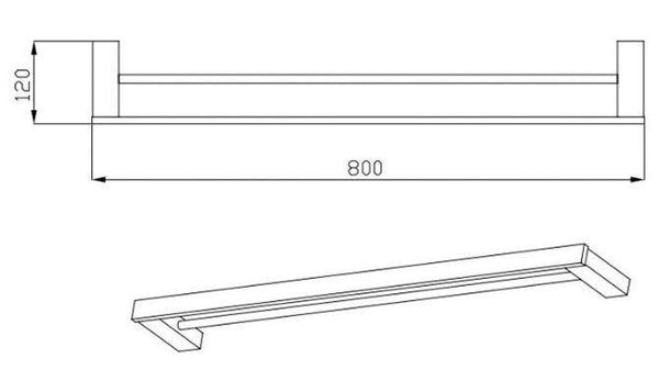 Bianca Black Double towel rail 600-900mm - Bayside Bathroom