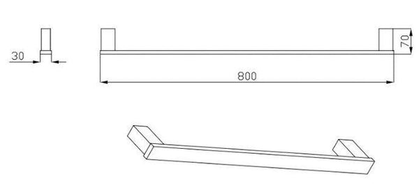 Bianca Black Single towel rail 600-900mm - Bayside Bathroom